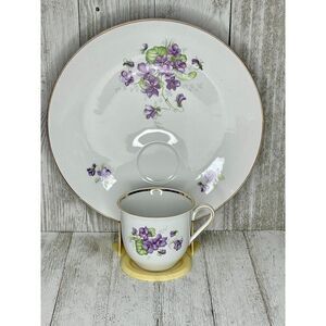 Vintage Schumann Arzberg Violette Luncheon Plate and Teacup 3 Sets